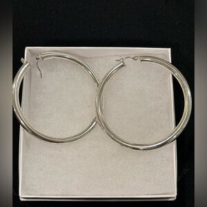 Fat silver hoop earrings. Lightweight